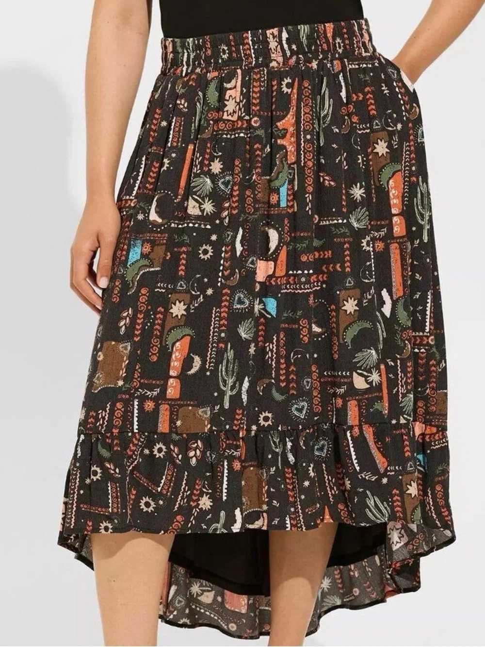 Torrid Hi-Low Desert Motif Skirt 🌵 - Picture 1 of 3